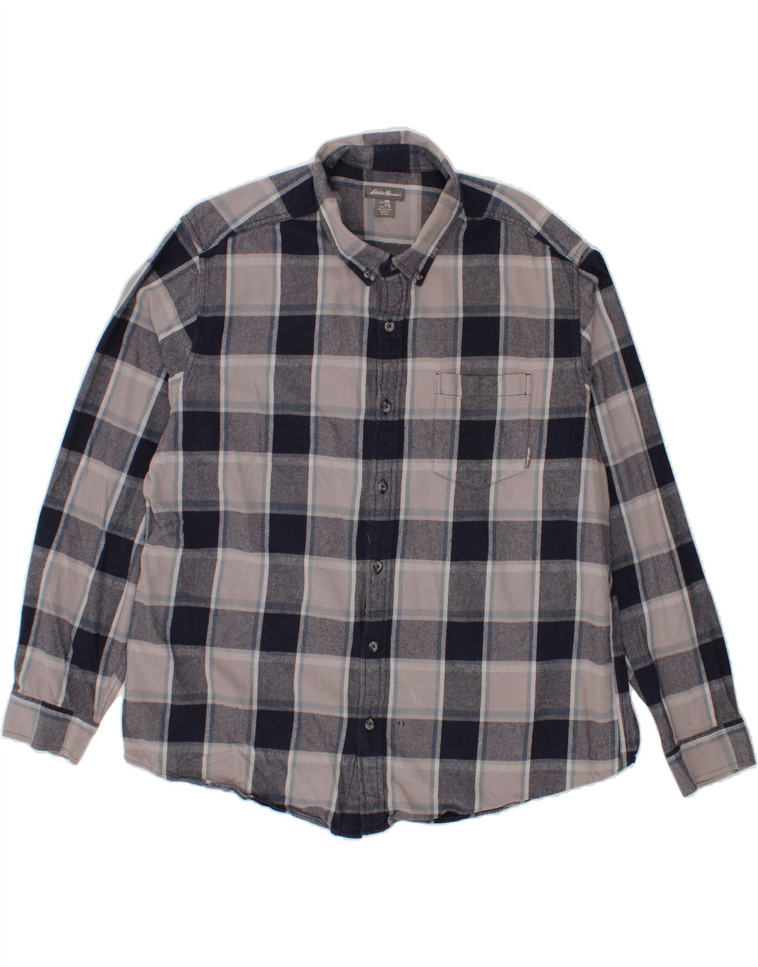 EDDIE BAUER Mens Flannel Shirt 2XL Grey Check Cotton Vintage Eddie Bauer and Second-Hand Eddie Bauer from Messina Hembry 