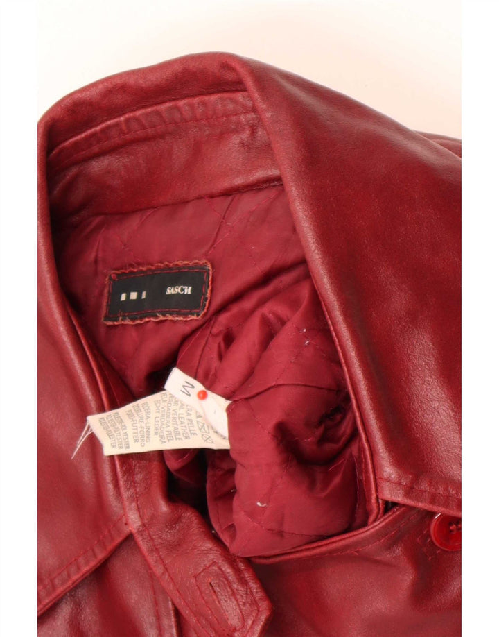 Sasch Dame Dobbeltradet Læder Biker Jacket UK 12 Medium Rød