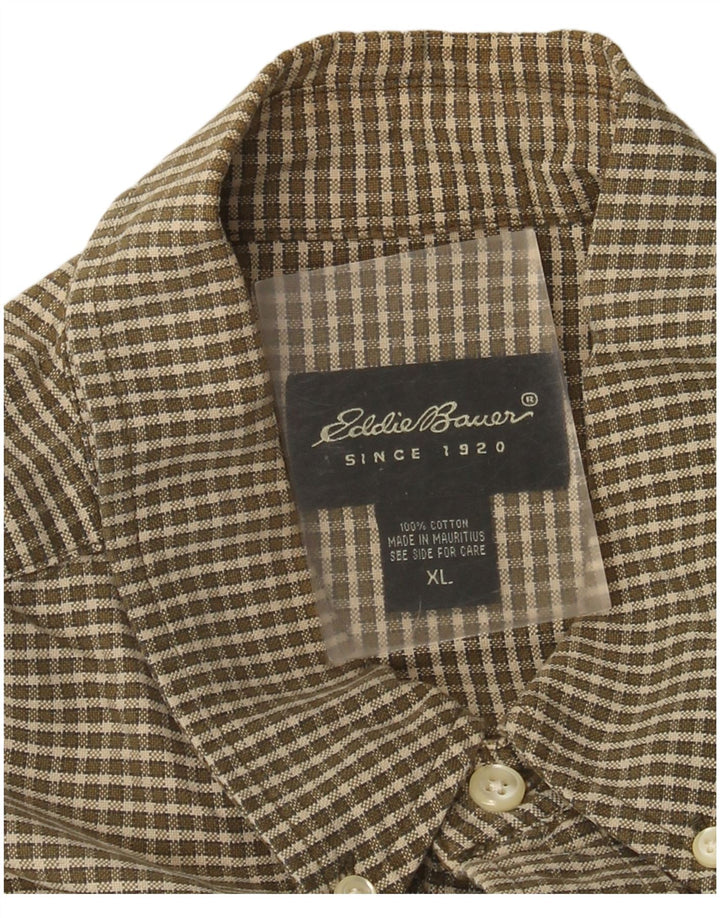 Eddie Bauer herreskjorte XL brun ternet bomuld