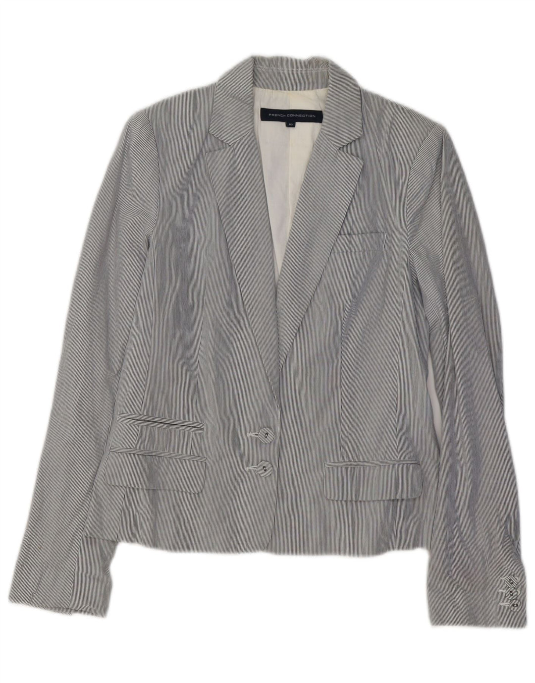 FRENCH CONNECTION Dame Blazer Jacket UK 10 Small Blue Pinstripe