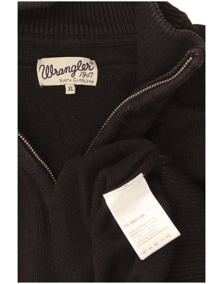 Wrangler Herre Zip Neck Jumper Sweater XL Sort Bomuld