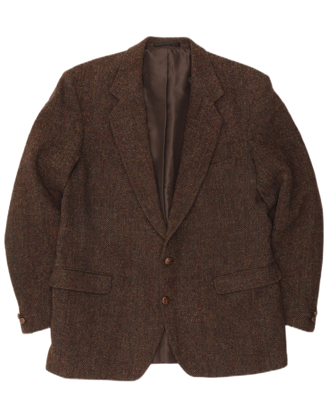 Harris Tweed Herre 2-knaps blazerjakke UK 44 2XL brun ternet uld