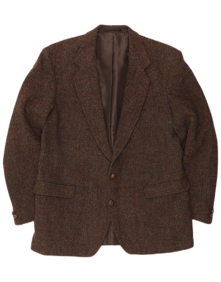 Harris Tweed Herre 2-knaps blazerjakke UK 44 2XL brun ternet uld