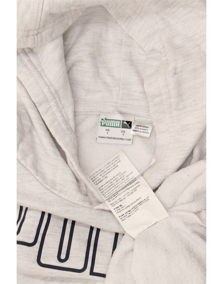 PUMA Grafisk hættetrøje til piger 6-7 år Grå bomuld