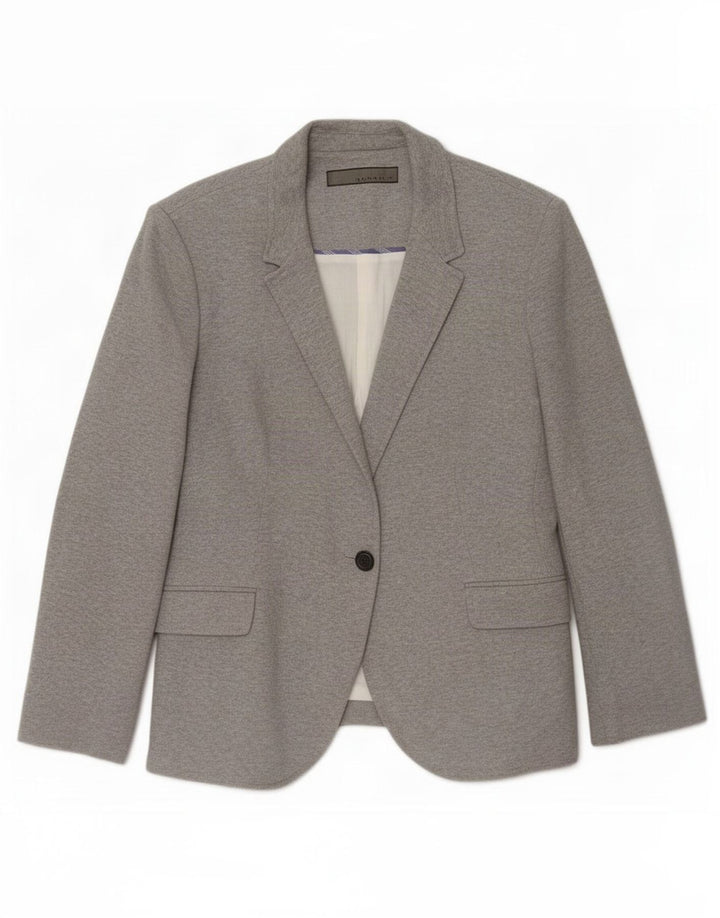 Zara Dame 1 Knap Blazer Jacket UK 18 XL Grå Bomuld