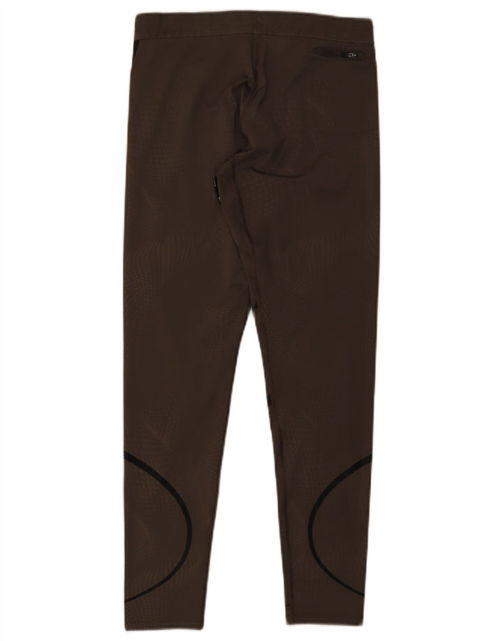 Nike Dame Dri Fit Leggings UK 12 Medium Brun Stribet Polyester