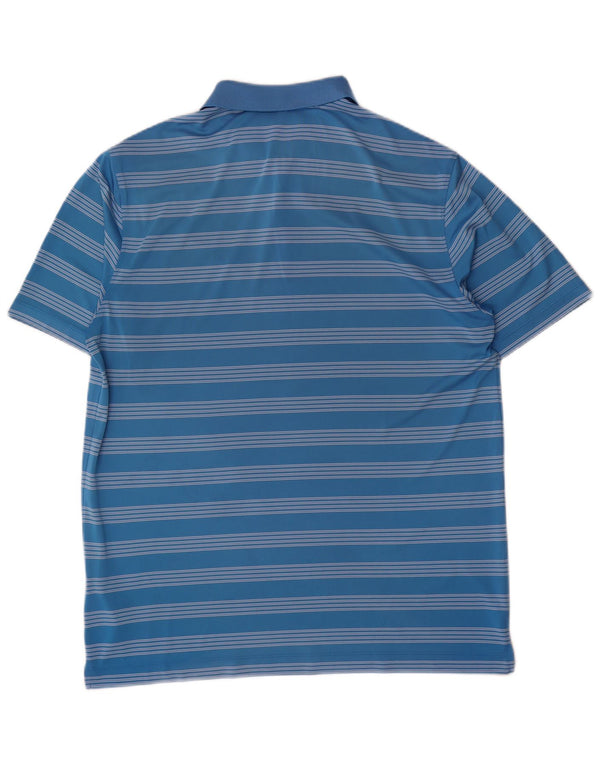 Nike herre poloshirt XL blå stribet polyester