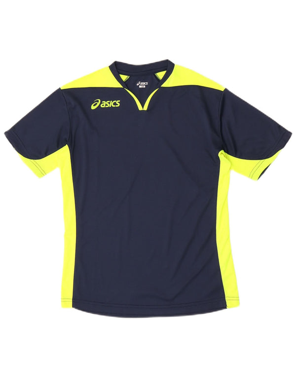 Asics Boys Grafisk T-Shirt Top 13-14 år Navy Blue Colourblock Sports