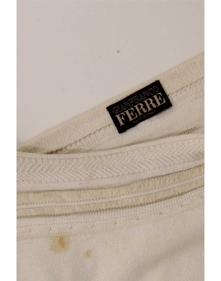 Gianfranco Ferre Dame Boat Neck Jumper Sweater UK 10 Small White