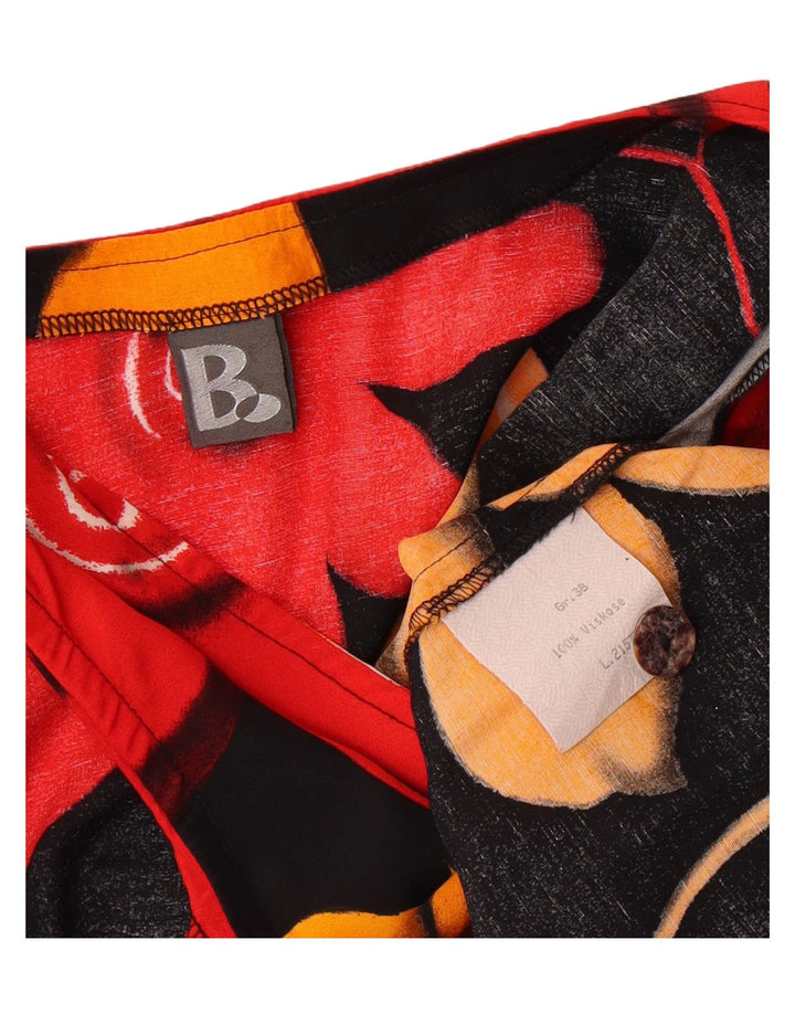 VINTAGE Womens Blouse Top EU 38 Medium Black Floral Viscose Vintage Vintage and Second-Hand Vintage from Messina Hembry 