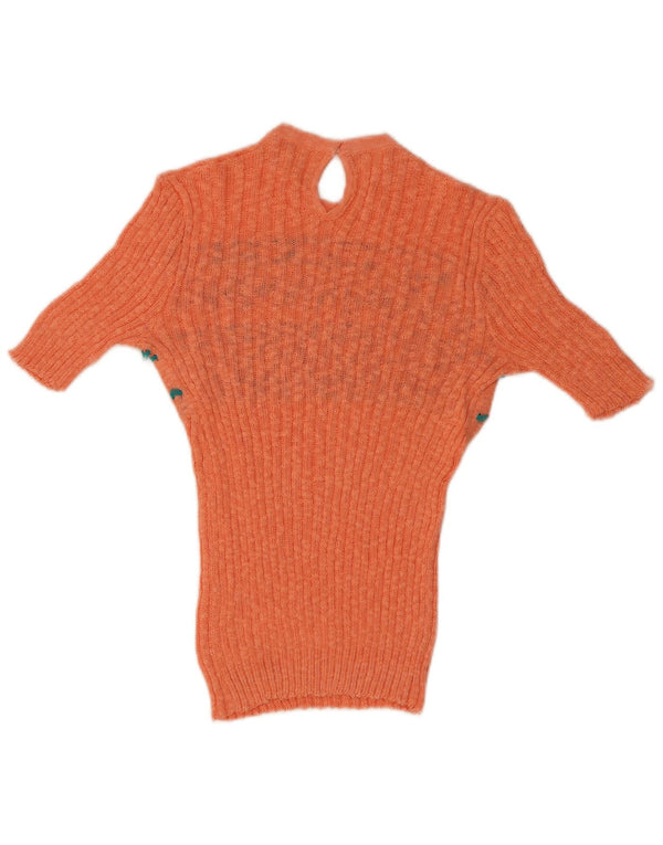 Vintage strikbluse til kvinder IT 46 Large Orange Fair Isle