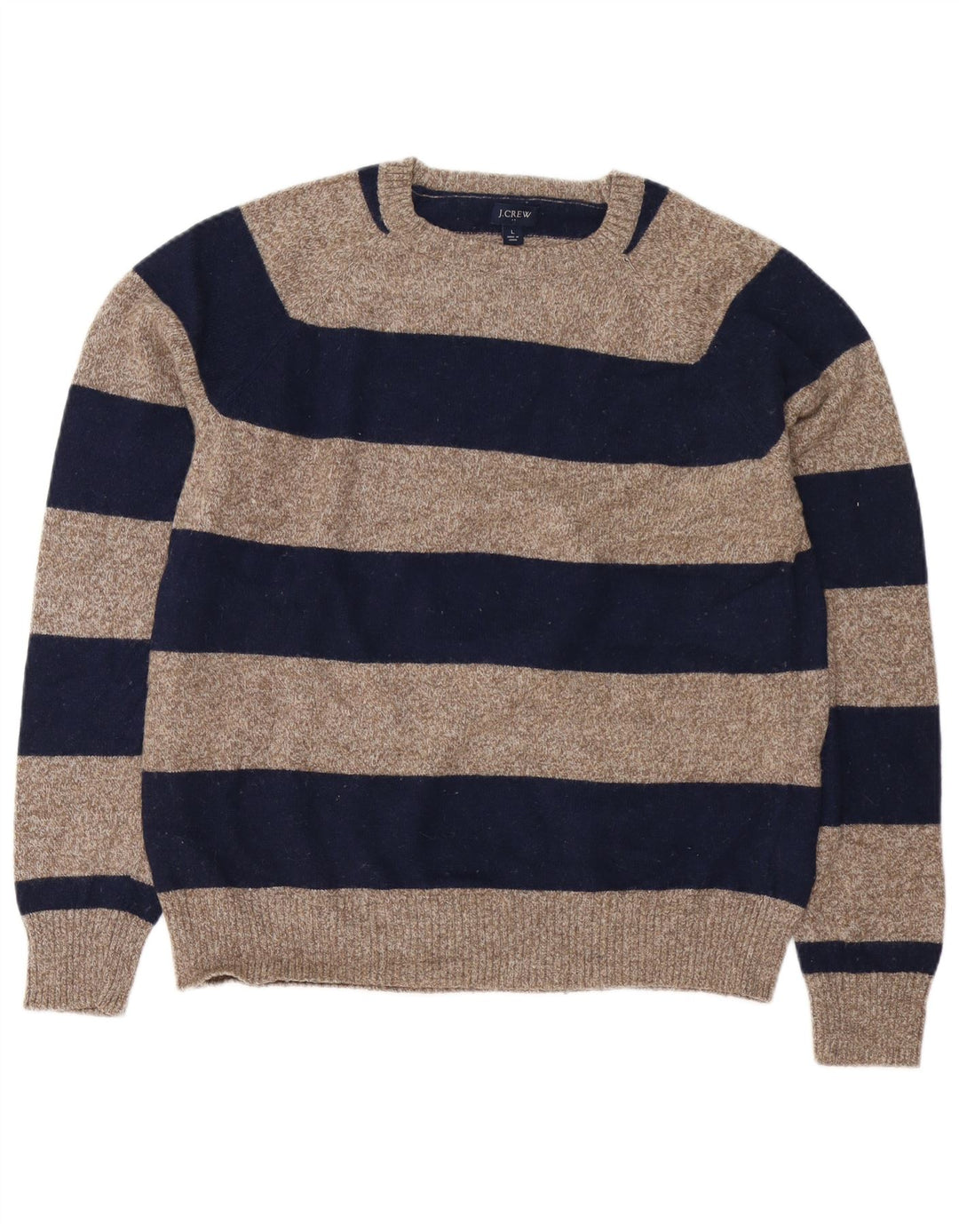 J. CREW Herre sweater med rund hals, stor marineblå stribet polyamid