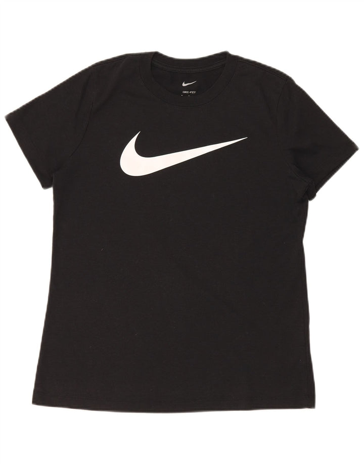 Nike Dame Dri Fit Grafisk T-Shirt Top UK 14 Medium Sort Polyester