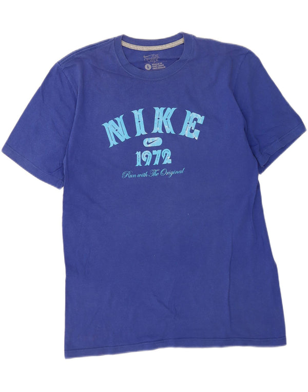 Nike Herre Regular Fit Grafisk T-Shirt Top Stor Blå
