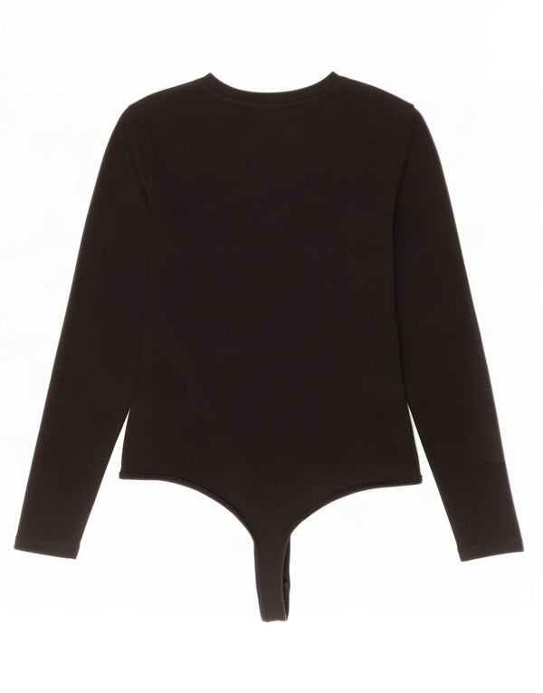 Guess Kvinders Grafisk Langærmet Bodysuit UK 8 Small Black Bomuld