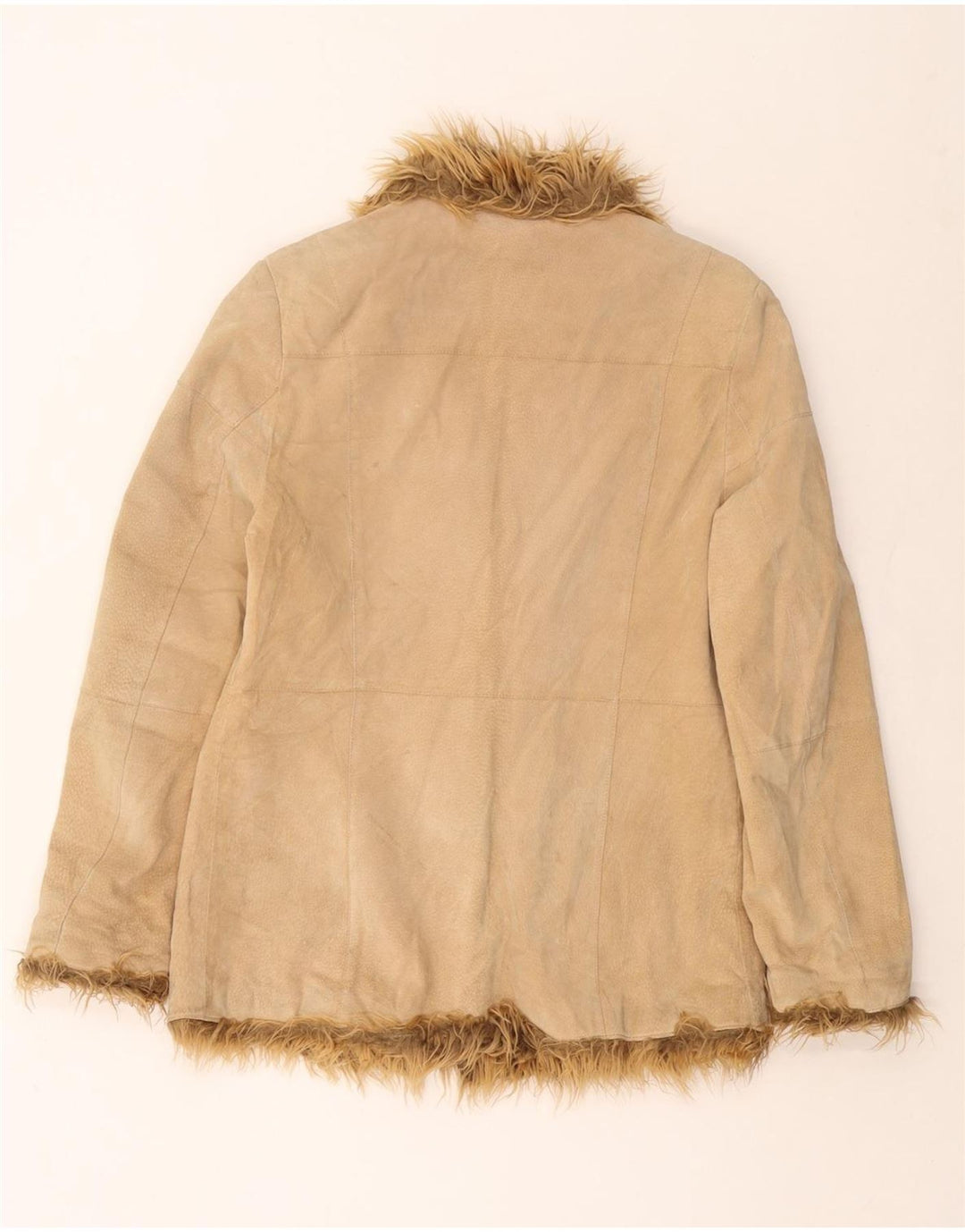 TOM TAILOR Dame ruskindsjakke UK 16 Stort beige læder