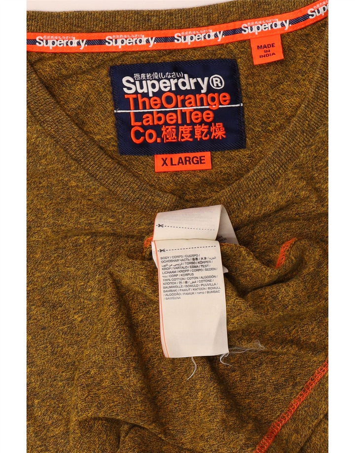 SUPERDRY T-shirt top til kvinder XL Grøn Flecked Bomuld