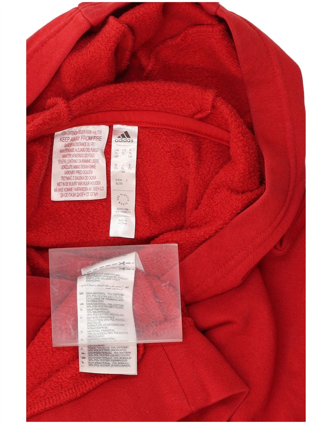 ADIDAS drenge hættetrøje 15-16 år rød bomuld