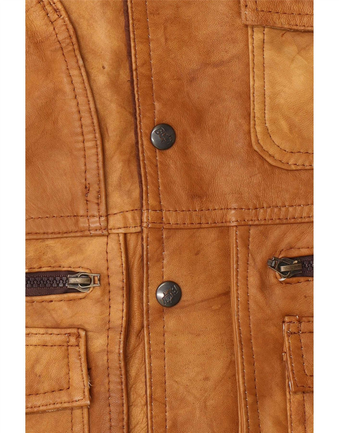 Vintage Herre Læder Utility Jacket UK 38 Medium Brown