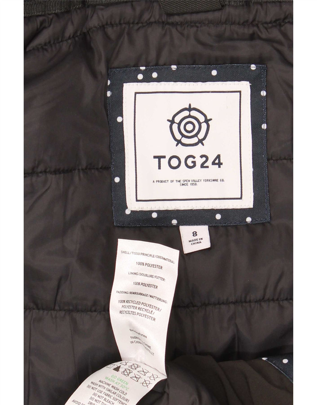 Tog 24 Dame Hætte Oversized Polstret Jakke UK 8 Small Black Colourblock