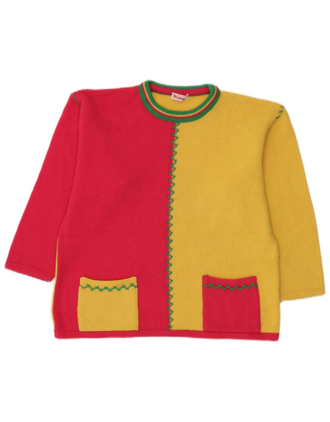 Brummell Dametrøjetrøje med rund hals DK 12 Medium Yellow Colourblock