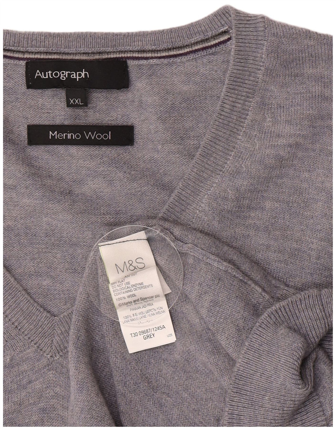 Marks & Spencer Herre Autograph V-hals sweater 2XL Grå Uld
