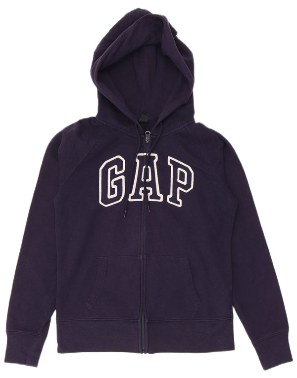 Gap Dame Grafisk Hættetrøje Sweater UK 10 Small Navy Blue Bomuld