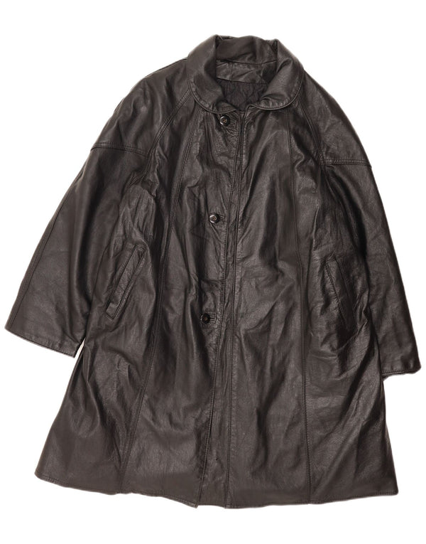 Vintage læderfrakke til kvinder UK 14 Large Black