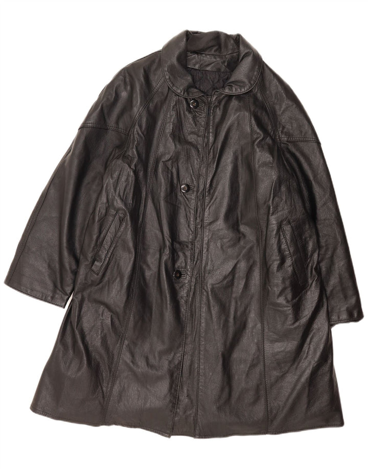 Vintage læderfrakke til kvinder UK 14 Large Black