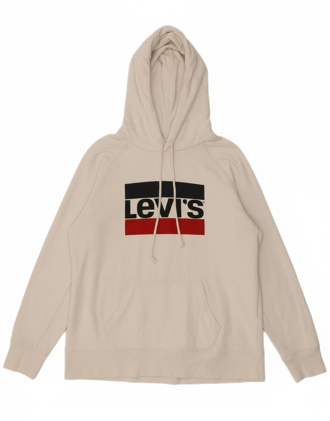 LEVI'S Womens Graphic Hoodie Jumper UK 14 Medium White Cotton
