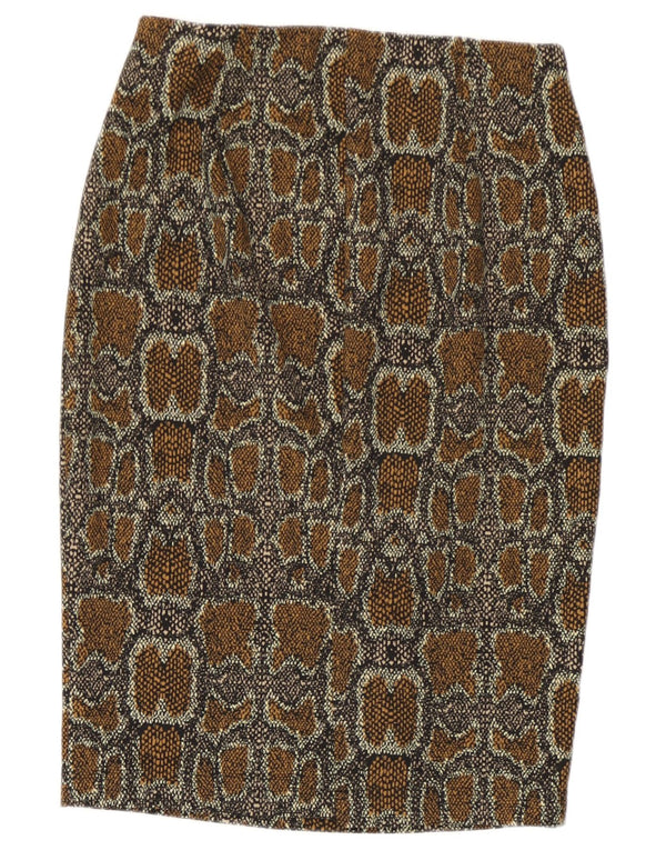 Marks & Spencer Womens Pencil Skirt UK 8 Small W27 Brown Animal Print