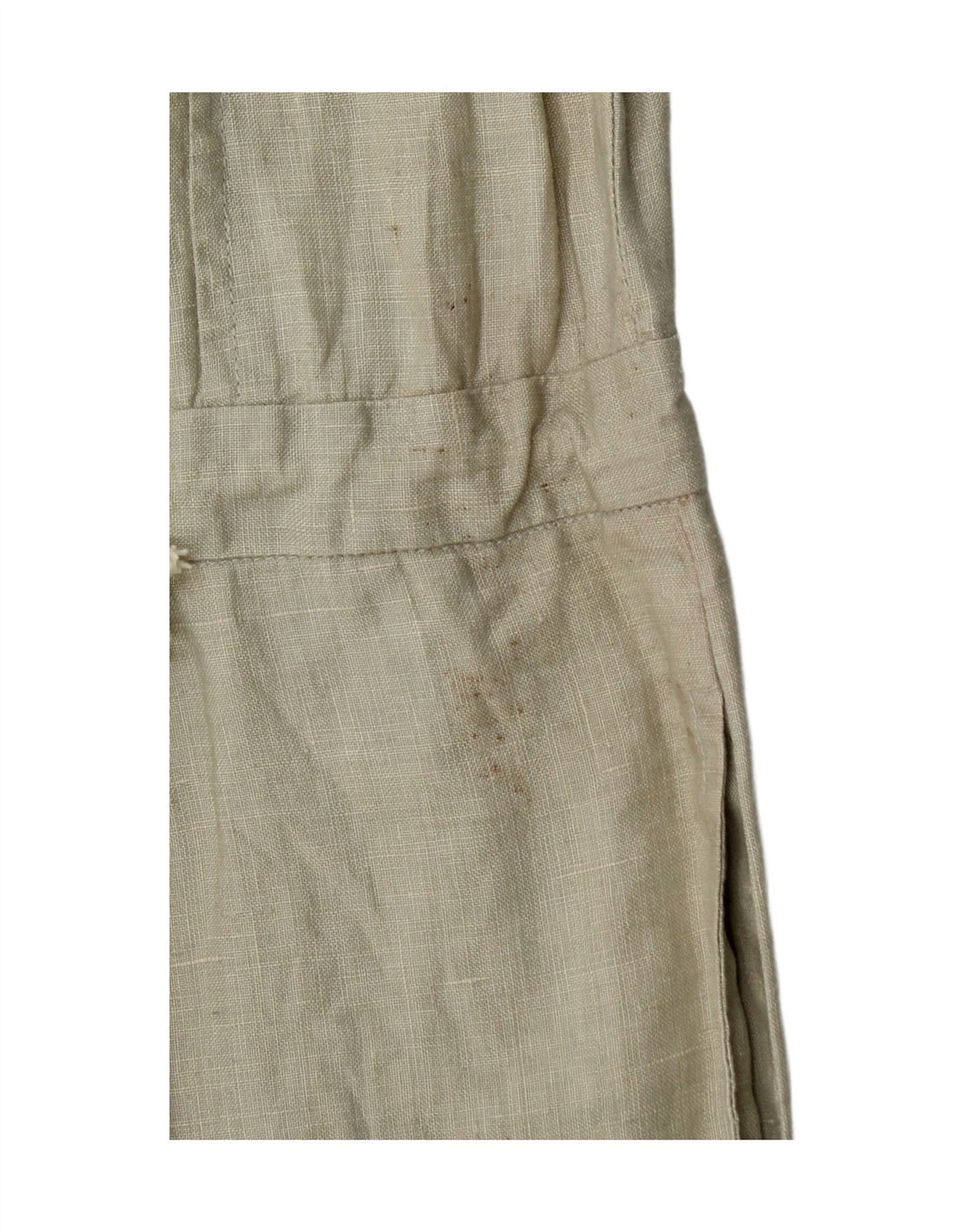 Vintage Dame Ærmeløs Playsuit UK 12 Medium Khaki Linen