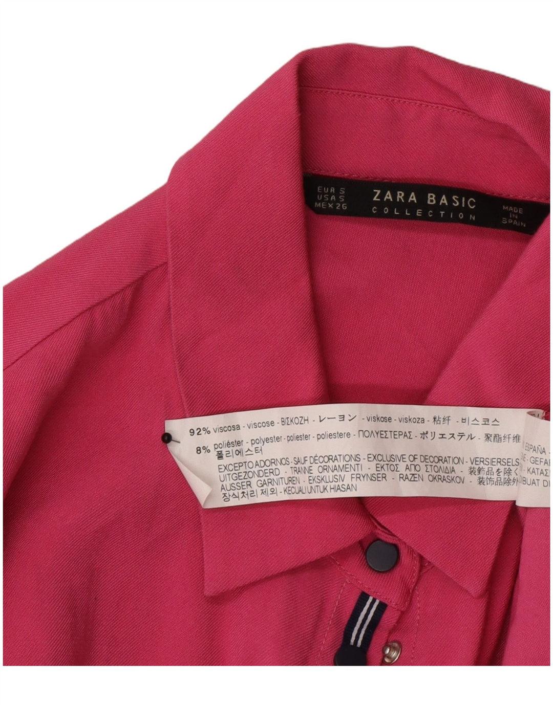 Zara Dame Oversized skjortebluse UK 10 Small Pink Viscose