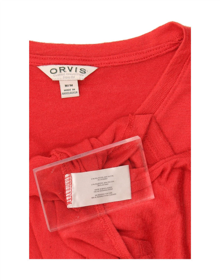 ORVIS Womens T-Shirt Top UK 14 Medium Red Polyester Vintage Orvis and Second-Hand Orvis from Messina Hembry 