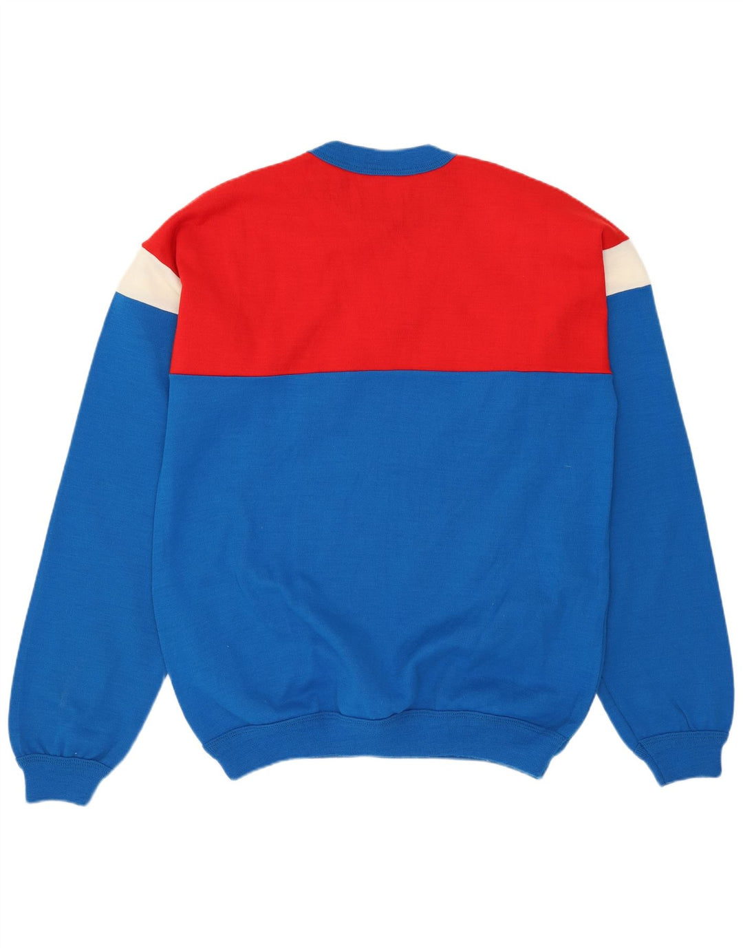 VINTAGE Herre Crew Neck sweater Medium Blue Colourblock Akryl