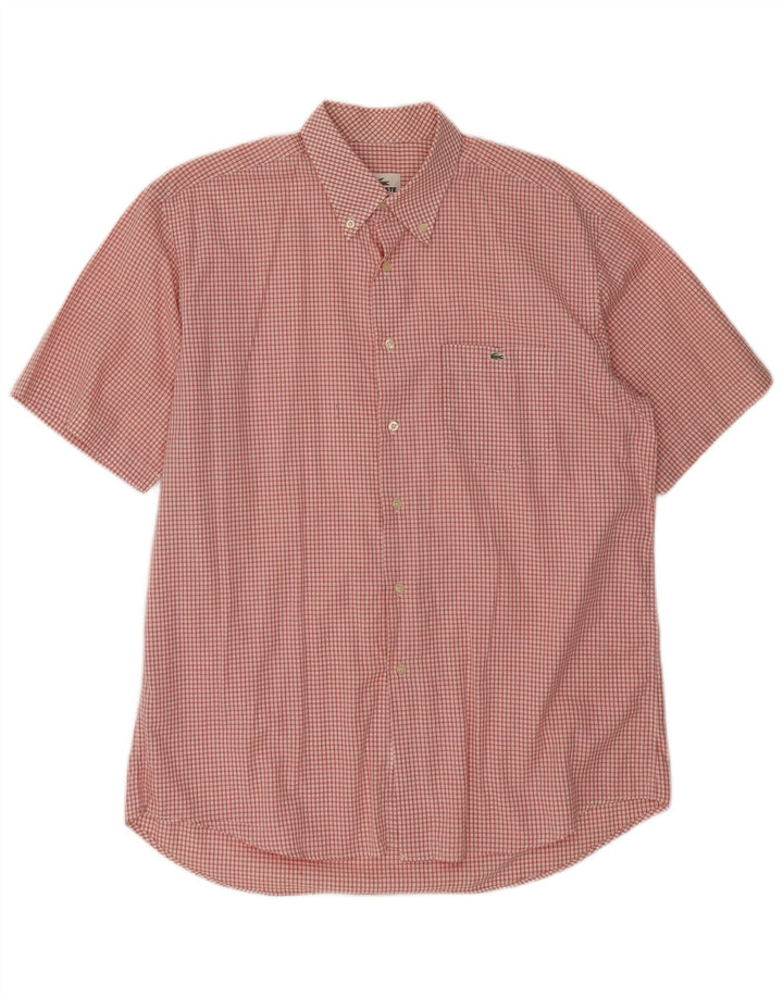 Lacoste Kortærmet Herreskjorte Størrelse 42 Large Red Gingham Cotton