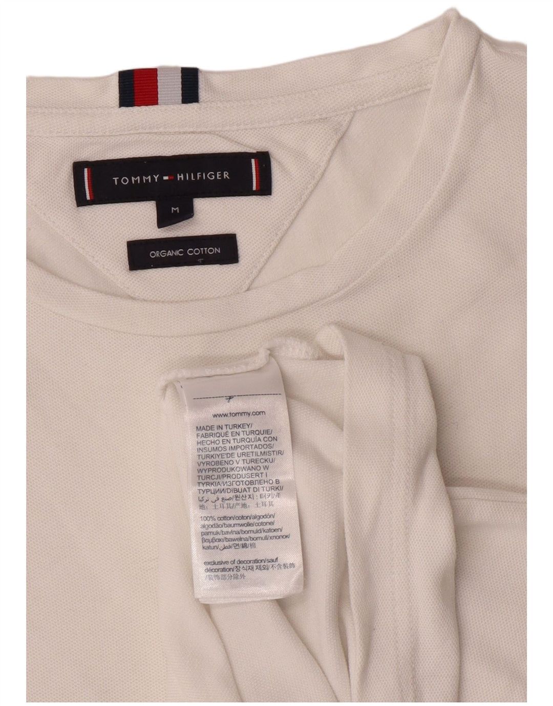 TOMMY HILFIGER Womens T-Shirt Top UK 14 Medium White Cotton