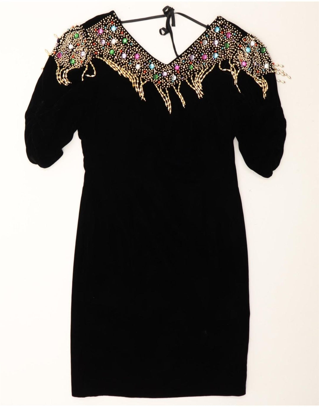 PUSZTA Womens 3/4 Sleeve Sheath Dress EU 40 Medium Black Polyester Vintage Puszta and Second-Hand Puszta from Messina Hembry 