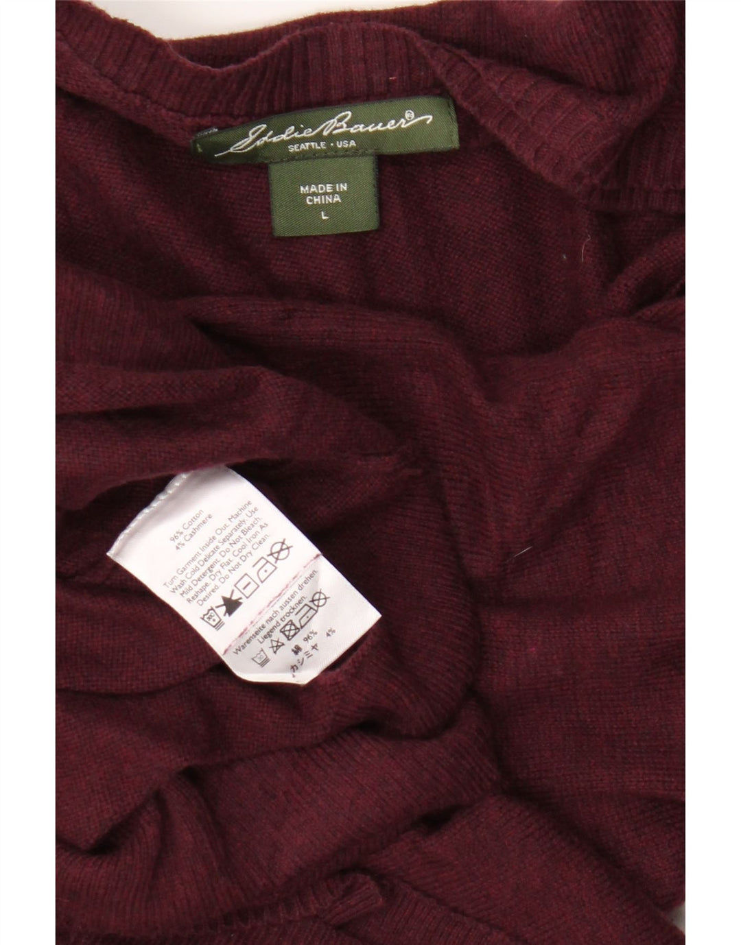 Eddie Bauer Herre V-hals sweater Stor Bourgogne bomuld