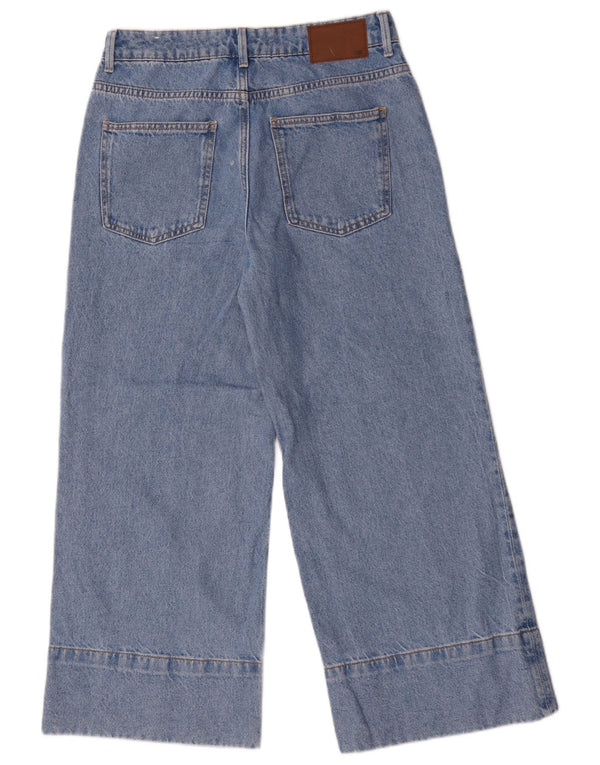 Zara Womens Wide Leg Cropped Jeans EU 38 Small W28 L25 Blue Cotton