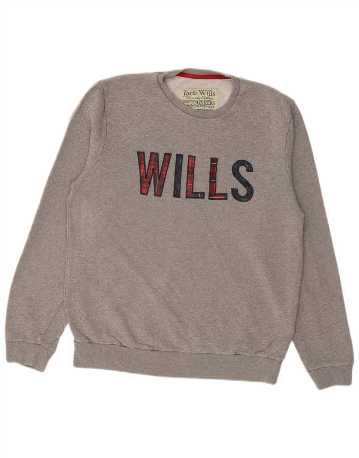 JACK WILLS Herre Grafisk Sweatshirt Jumper Stor Grå Bomuld