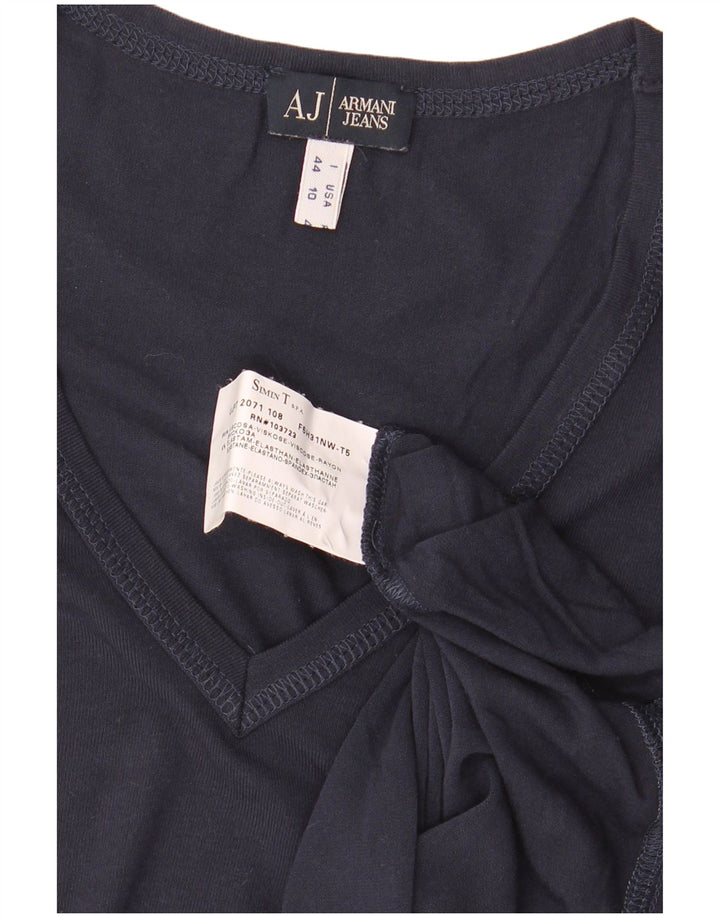 ARMANI JEANS Dame Crop T-Shirt Top IT 44 Medium Navy Blue Viscose