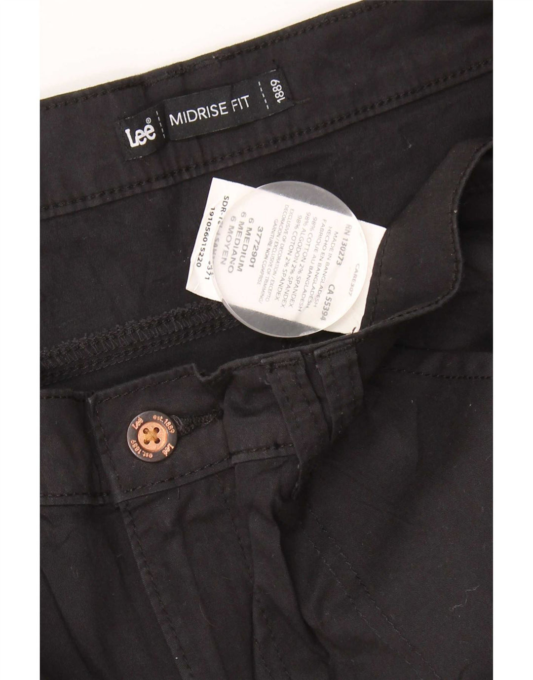Lee Womens Mid Rise Cargo Shorts US 6 Medium W30 Black Bomuld