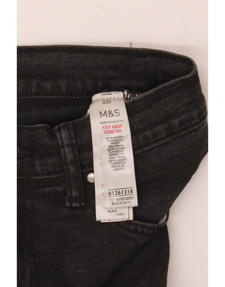 Marks & Spencer Herre Slim Jeans W34 L31 Sort Bomuld