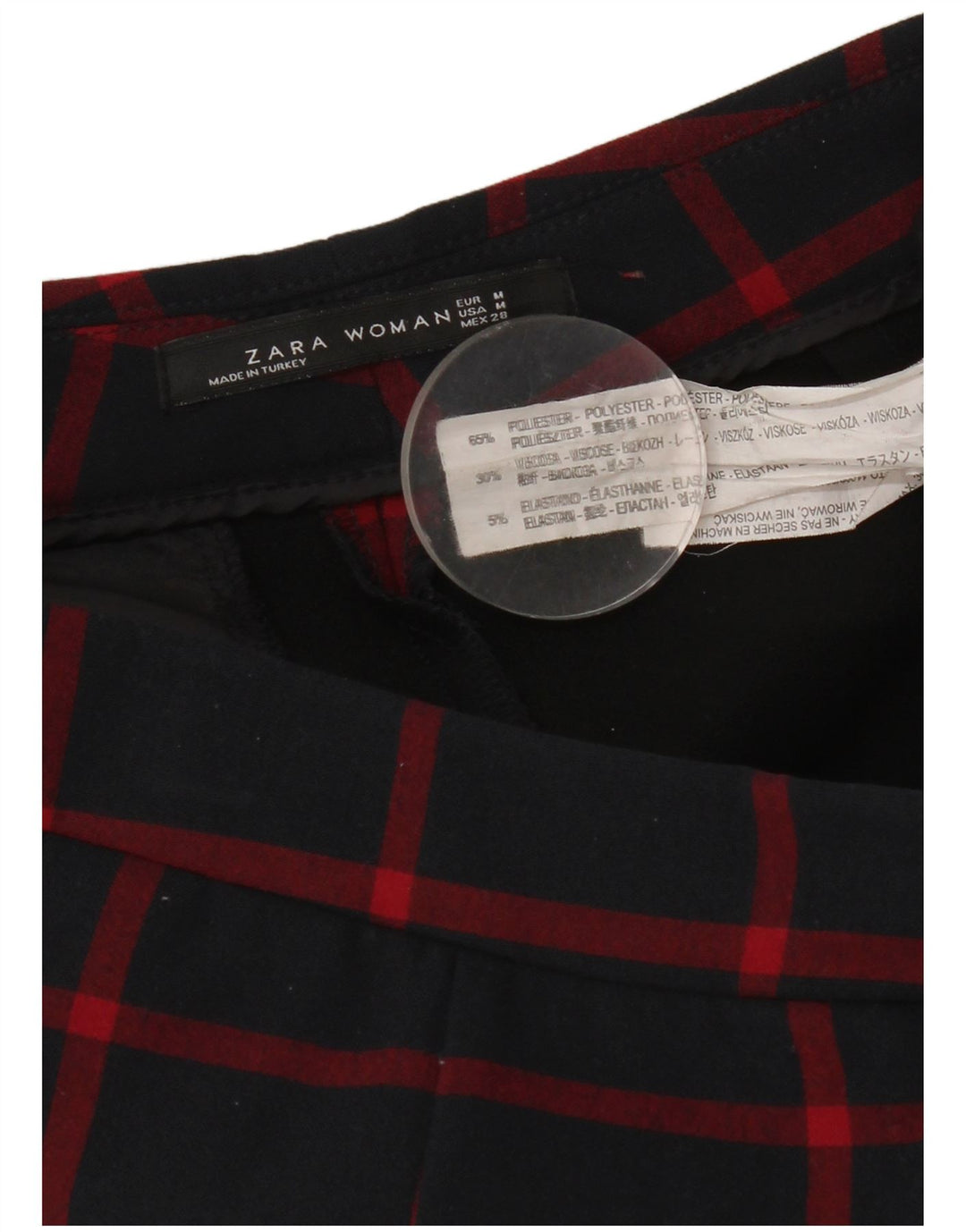 Zara Dame Skinny Chino Bukser Medium W28 L29 Marineblå Ternet polyester