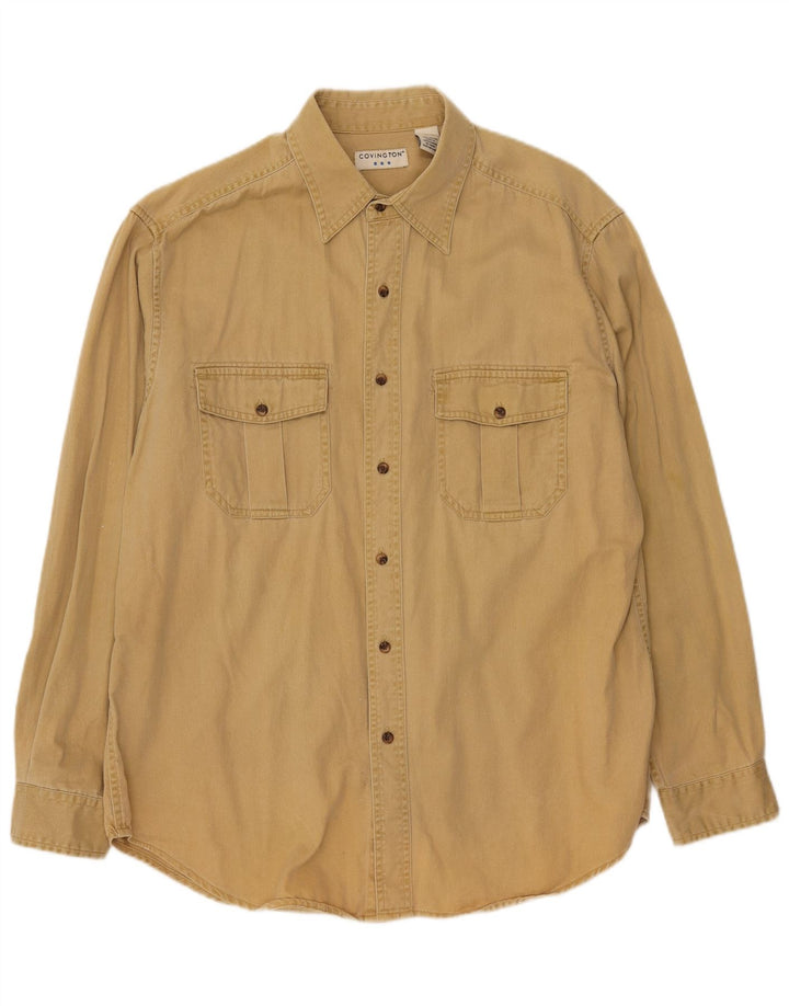COVINGTON Mens Denim Shirt Size 42/44 Large Yellow Cotton