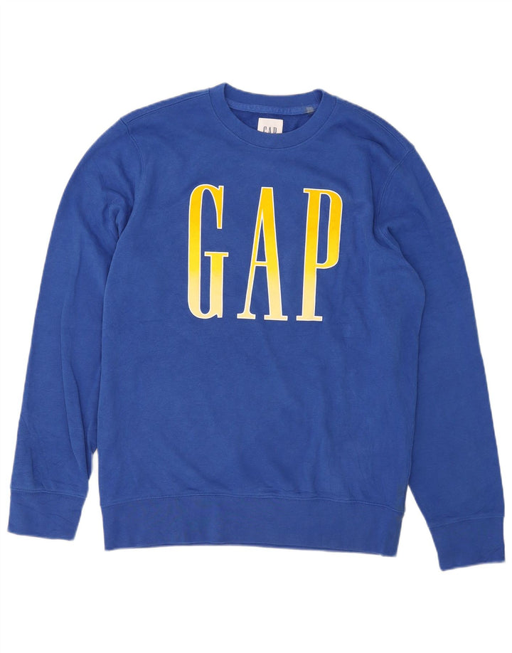 Gap Womens Grafisk Sweatshirt Jumper UK 14 Medium Blue Cotton