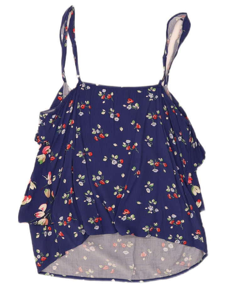 Oasis Dame Cami Top UK 14 Medium Blue Floral Viscose