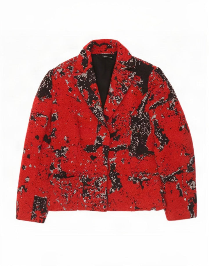 Perte by Krizia Dame abstrakt mønster blazerjakke UK 18 XL rød bomuld