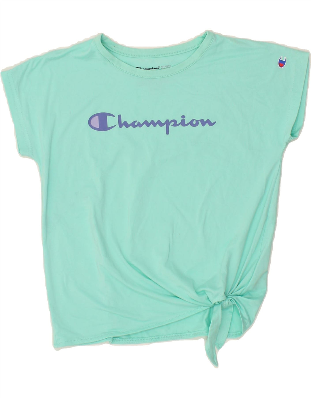CHAMPION Girls Graphic T-Shirt Top 7-8 Years Turquoise Polyester Vintage Champion and Second-Hand Champion from Messina Hembry 